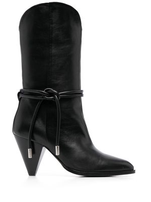 BOSS pointed-toe leather boots - Black