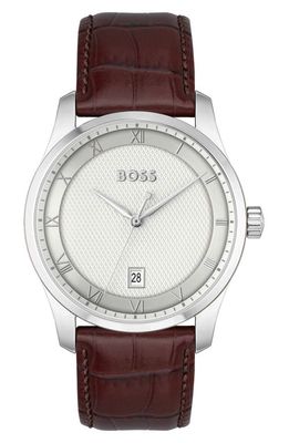 BOSS Principle Leather Strap Watch