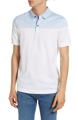 BOSS Prout Colorblock Cotton Polo in Light/Pastel Blue