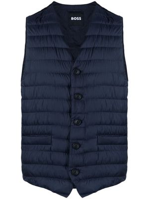 BOSS quilted V-neck down waistcoat - Blue