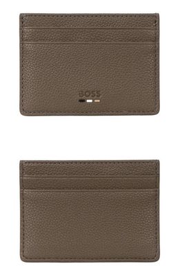 BOSS Ray Faux Leather Card Case in Open Brown