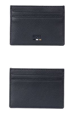 BOSS Ray Faux Leather Card Holder in Dark Blue