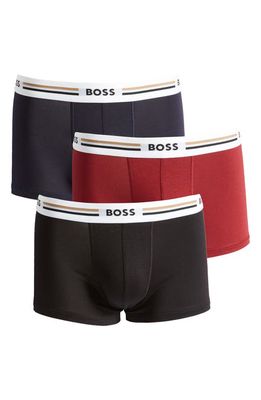 BOSS Revive Assorted 3-Pack Trunks in Dark Red