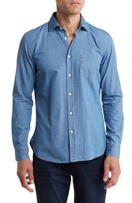 BOSS Rey Denim Button-Up Shirt in Medium Blue