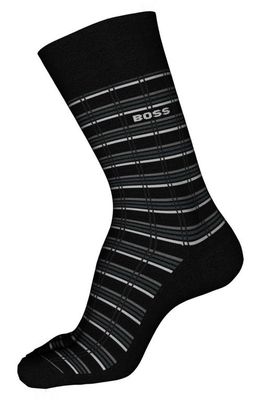 BOSS Rib Stripe Dress Socks in Black