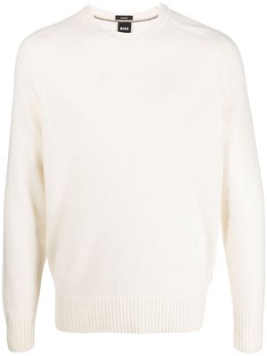 BOSS ribbed-knit cashmere jumper - White