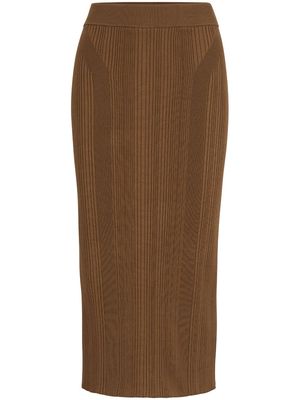 BOSS ribbed-knit midi skirt - Brown