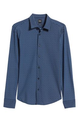 BOSS Roan Button-Up Shirt in Dark Blue