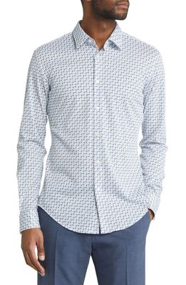 BOSS Roan Slim Fit Geo Button-Up Shirt in Light/Pastel Blue
