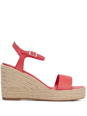 BOSS Rope-wedge debossed-logo sandals - Orange