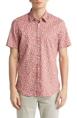 BOSS Ross Short Sleeve Linen Blend Button-Up Shirt in Open Pink