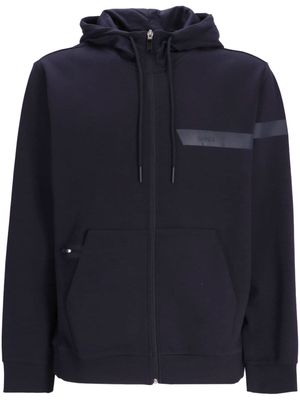 BOSS rubberised-logo zip-up hoodie - Blue