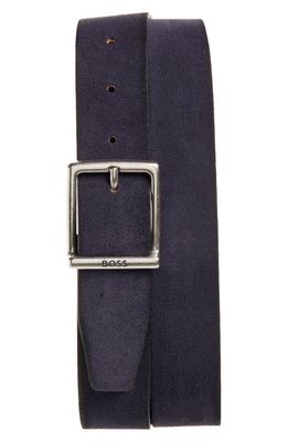 BOSS Rudy Leather Belt in Dark Blue