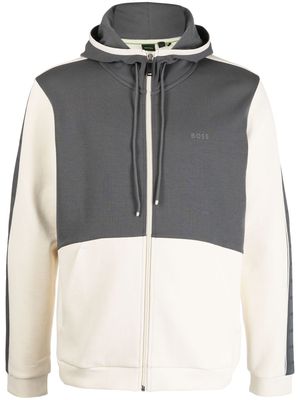 BOSS Saggy 1 logo -print zipped hoodie - Neutrals