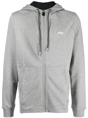 BOSS Saggy zip-up cotton hoodie - Grey