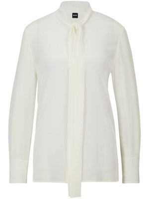 BOSS scarf-collar silk blouse - White