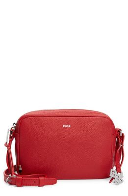 BOSS Scarlet Leather Crossbody Bag in Bright Red