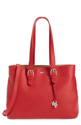 BOSS Scarlet Leather Work Bag in Bright Red