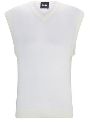 BOSS semi-sheer fine-knit vest - White
