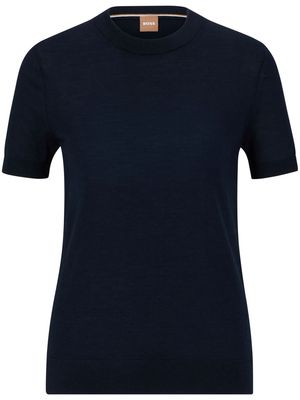 BOSS short-sleeve wool top - Blue