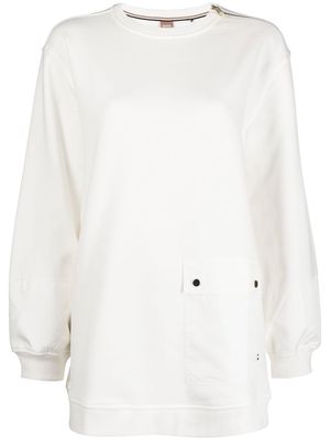 BOSS shoulder-zip cotton sweatshirt - White