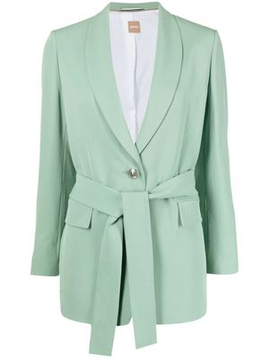 BOSS single-breasted belted blazer - Green