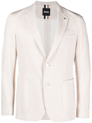 BOSS single-breasted cotton blazer - Neutrals