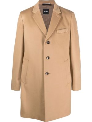 BOSS single-breasted tailored coat - Brown