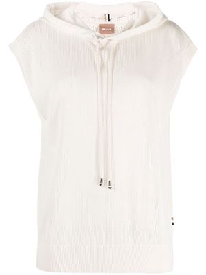 BOSS sleeveless mesh-detail hoodie - White
