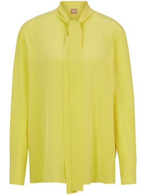 BOSS slit-sleeved silk blouse - Yellow