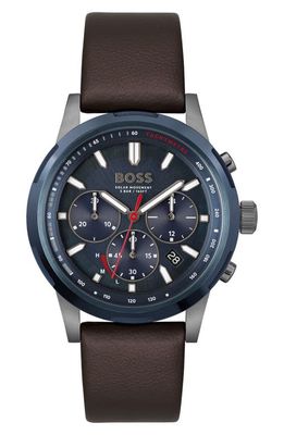 BOSS Solgrade Chronograph Leather Strap Watch