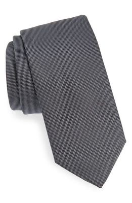 BOSS Solid Grey Silk Tie in Charcoal Grey