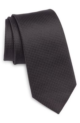 BOSS Solid Silk Tie in Black