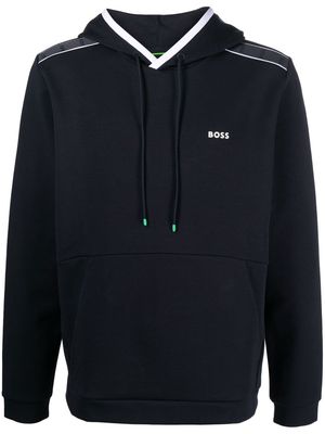 BOSS Soody 1 logo-tape hoodie - Blue