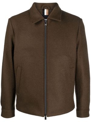 BOSS spread-collar zip-up jacket - Green