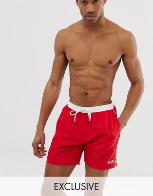BOSS Star Fish swim shorts in red Exclusive at ASOS
