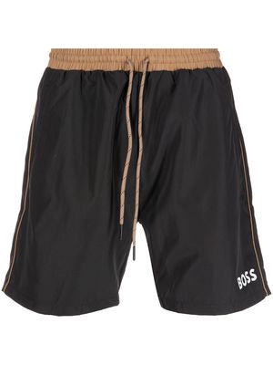 BOSS Starfish logo-print swim shorts - Black