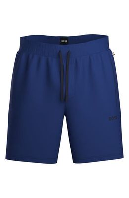 BOSS Stretch Cotton Lounge Shorts in Bright Blue