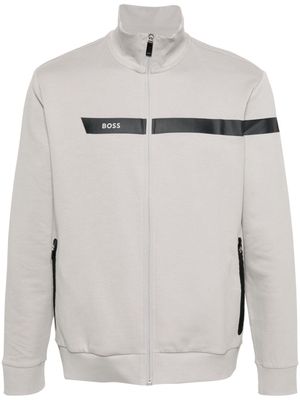 BOSS stripe-detail logo-print jacket - Grey