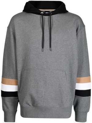 BOSS stripe-detailing cotton hoodie - Grey