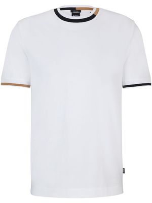 BOSS stripe-edge cotton T-shirt - White