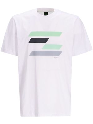 BOSS stripe-print cotton T-shirt - White