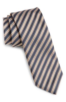 BOSS Stripe Silk Tie in Medium Beige
