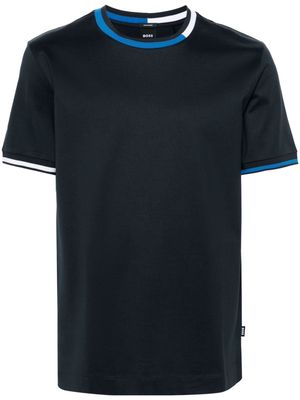 BOSS stripe-trim cotton T-shirt - Blue