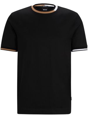 BOSS stripe-trimmed cotton T-shirt - Black