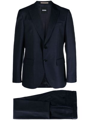 BOSS striped single-breasted virgin wool suit - Blue