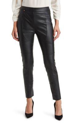 BOSS Tacka Slim Fit Faux Leather Pants in Black
