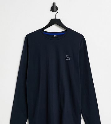 BOSS Tacks long sleeve top with contrast logo in navy