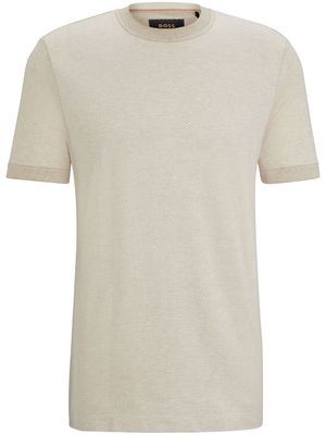 BOSS textured-knit cotton-silk T-shirt - Neutrals