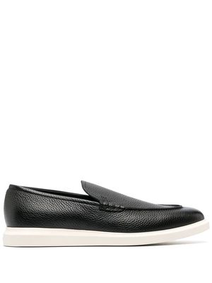 BOSS textured leather slip-on loafers - Black